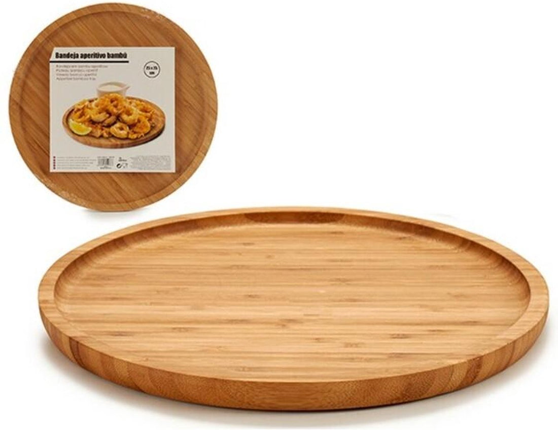 Flat bamboo serving board round 25 cm