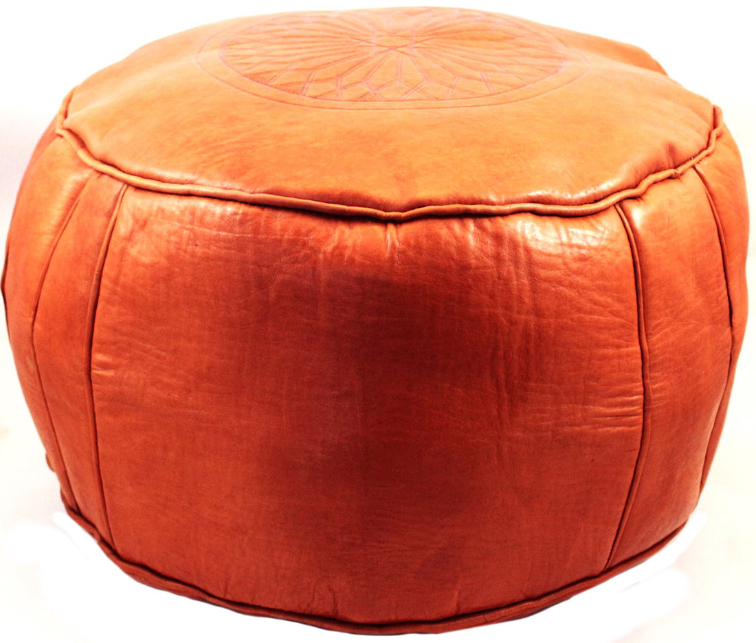 Marokkaanse Poef Donker Oranje Ø 50 Cm