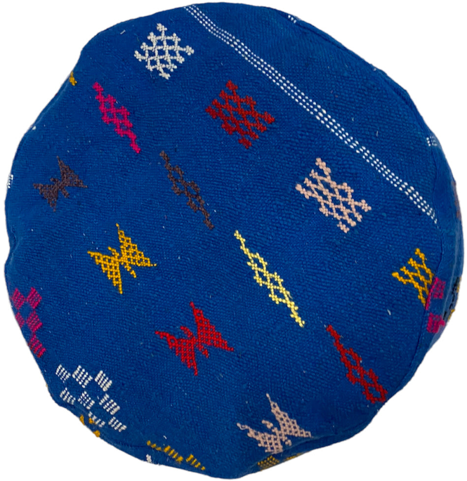 Marokkaanse kelim poef rond – berber poef vintage blue, handgemaakt – foto 2