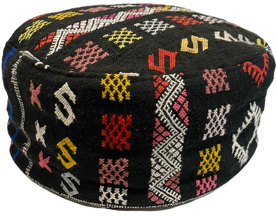 Marokkanischer Kelim-Pouf schwarz