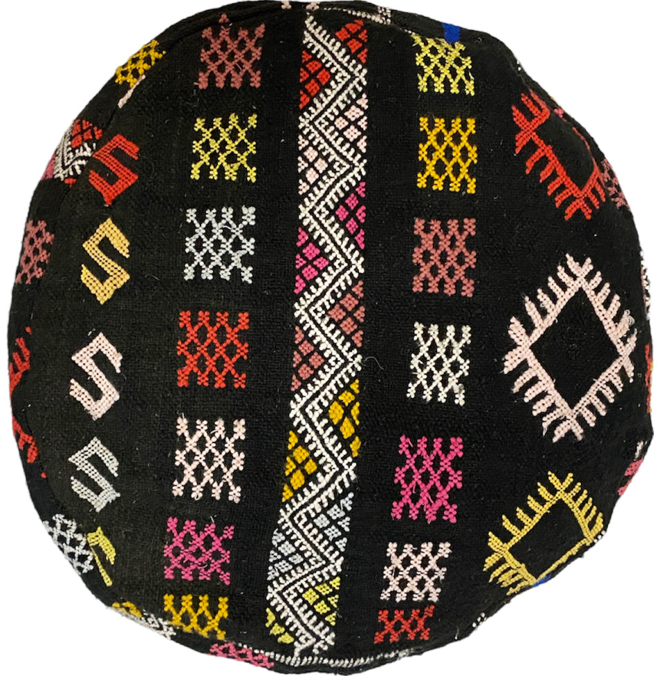 Marokkanischer Kelim-Pouf schwarz