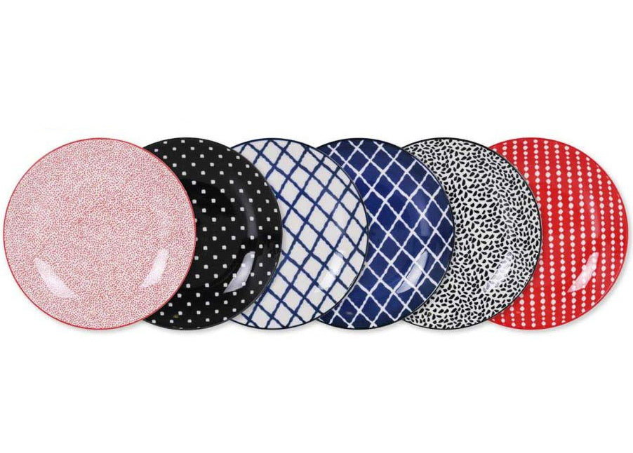 Modern colored porcelain plates, set of 6