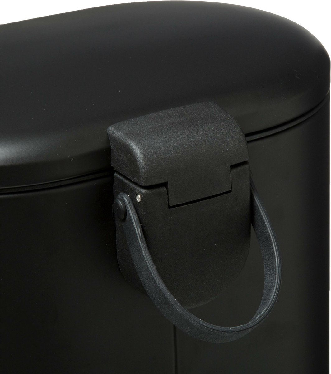 Mülleimer/Tretmülleimer schwarz Edelstahl Metall 6 Liter - 15x24x30 cm