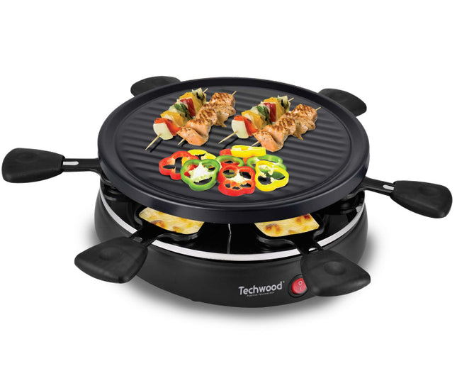 Techwood Grill Party gourmetset voor 6 personen – grill en raclette, 800 W