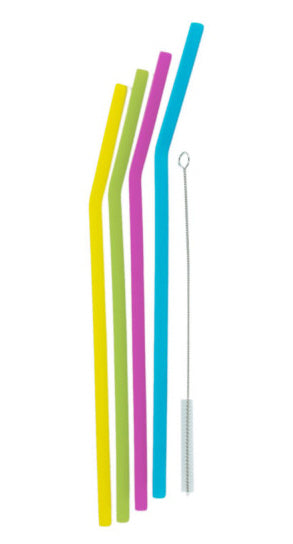 Reusable silicone straws 4 pieces