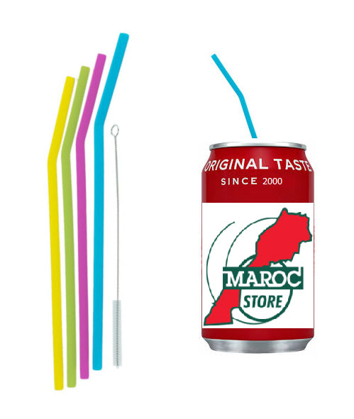 Reusable silicone straws 4 pieces