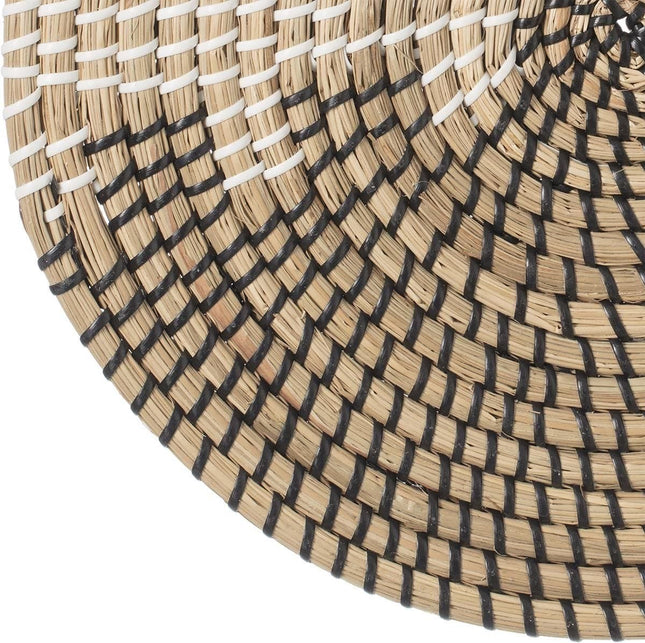 Ronde placemat zeegras zwart / wit - 35 cm - Tafel onderleggers