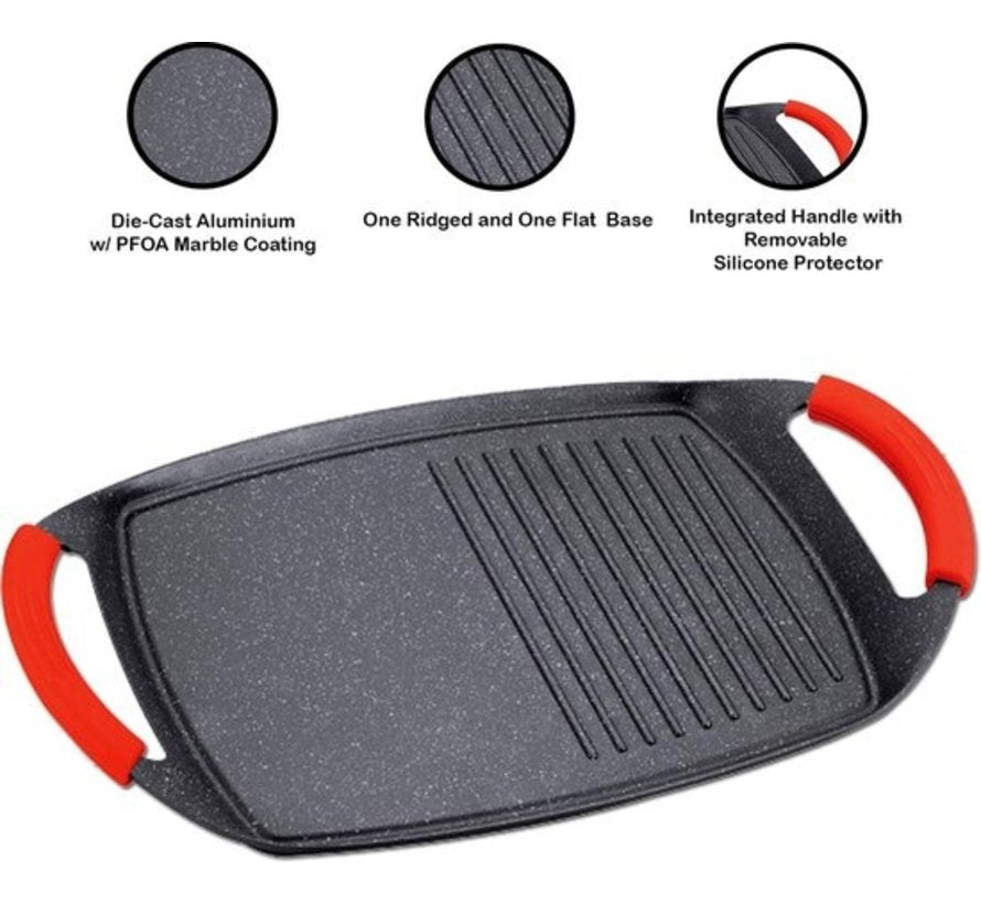 Royalty Line - Grill Plate - Marble Coating - With Ribs