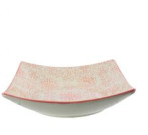 Vierkant diep bord van aardewerk – pastabord 15 x 15 cm, blauw, roze of groen – foto 4
