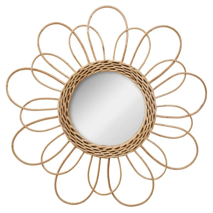 Rattan Flower Mirror Ø38 cm
