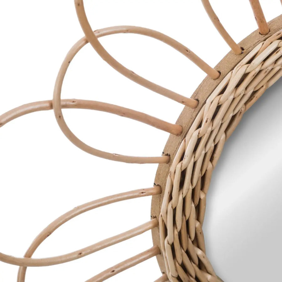 Rattan Flower Mirror Ø38 cm