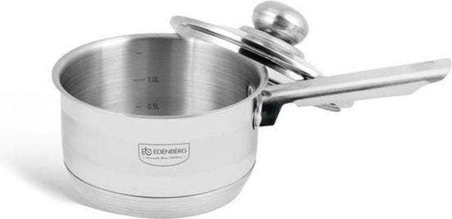 Edënbërg - RVS Steelpan met Glazen Deksel Ø16 cm - 1,5 L - 5-Laags Bodem