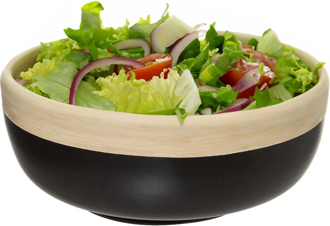 5Five serveerschaal/saladeschaal van bamboe – zwart, Ø 20 x 8 cm