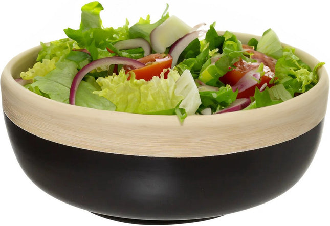 5Five serveerschaal/saladeschaal van bamboe – zwart, Ø 20 x 8 cm