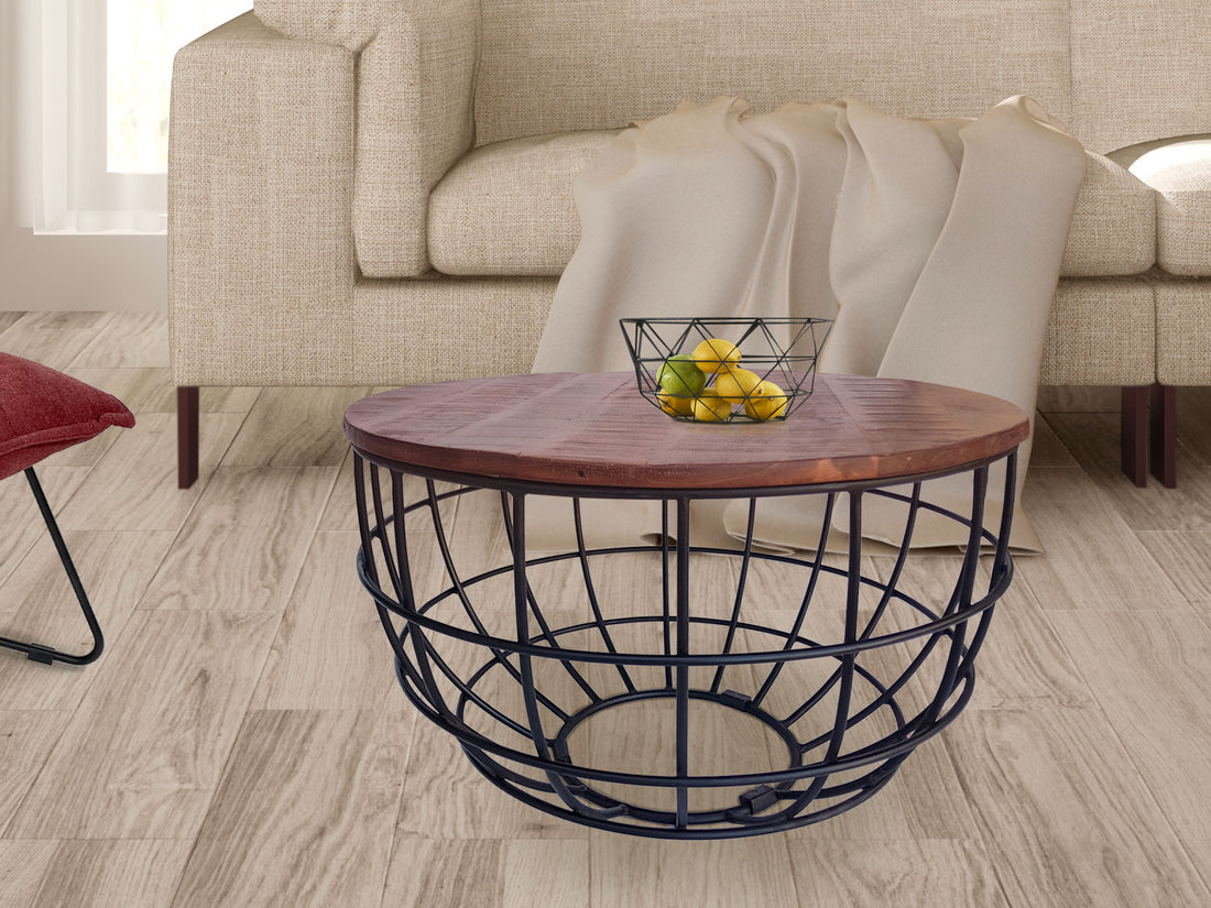 Round Coffee Table | ø 55 cm | Industrial - Metal - Black / Dark Brown