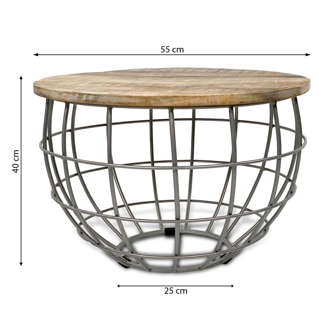 Ronde salontafel industrieel – metaal, ø 55 cm, zwart/donkerbruin – foto 2