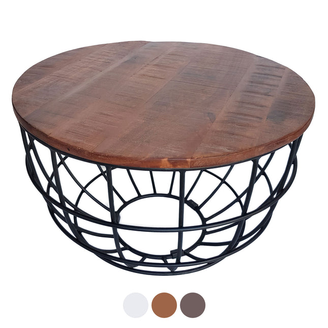 Salontafel Rond | ø 55 cm | Industriele - Metaal - Zwart / Donkerbruin