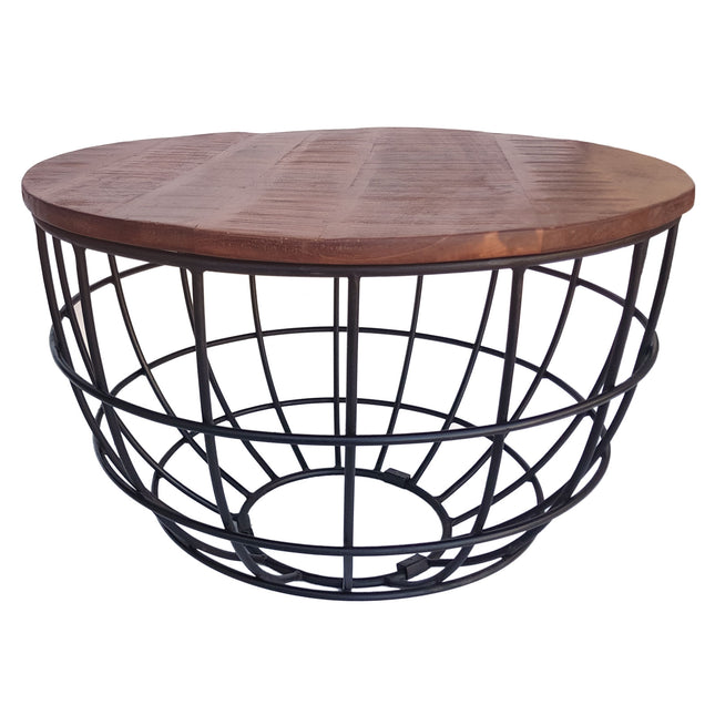 Salontafel Rond | ø 55 cm | Industriele - Metaal - Zwart / Donkerbruin