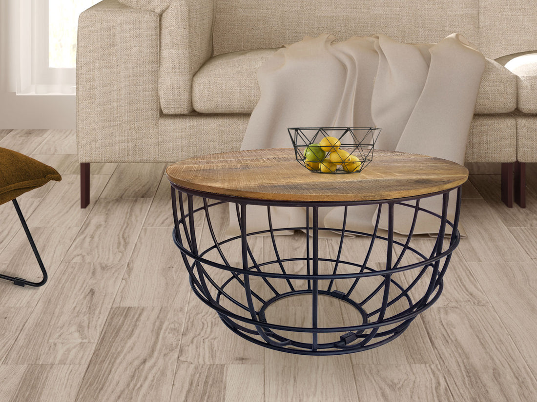 Ronde salontafel industrieel – metaal, ø 55 cm, zwart/donkerbruin – foto 3