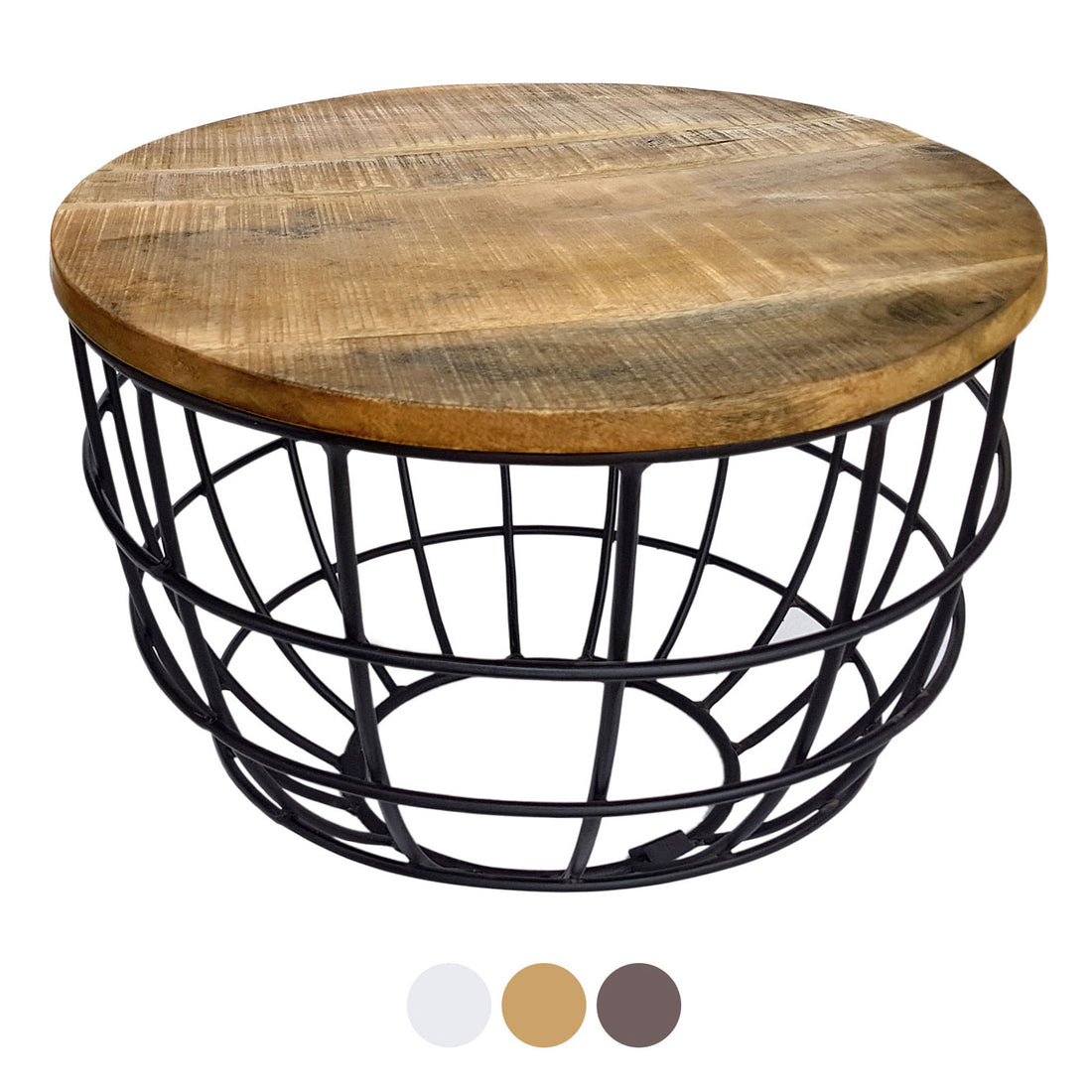 Ronde salontafel industrieel – metaal, ø 55 cm, zwart/donkerbruin