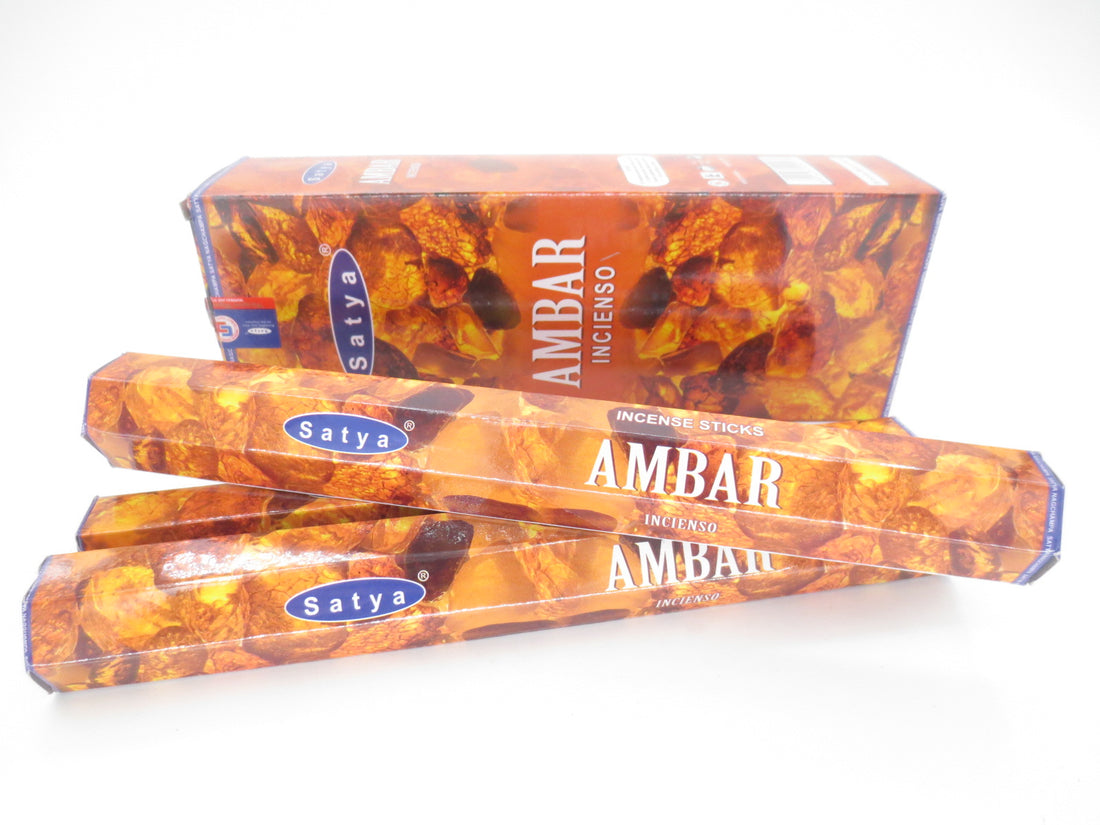 SATYA Amber Incense HEXA STICKS