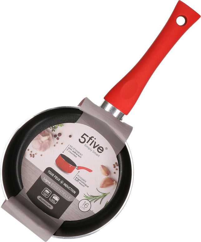 5Five - Steelpan / sauspan - Inductie - aluminium - rood / zwart - D16 cm