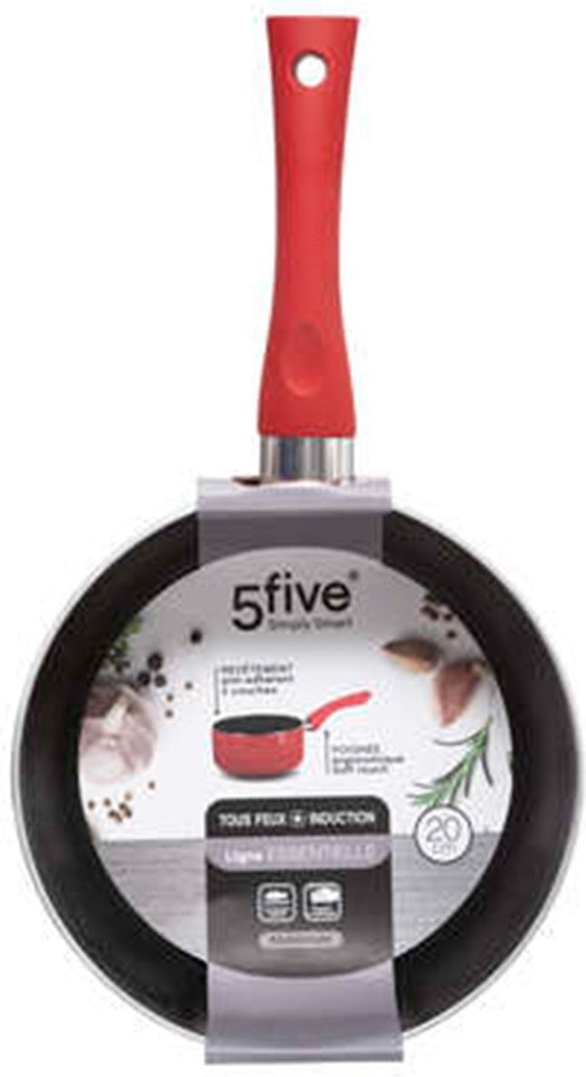 5Five steelpan aluminium 2 liter – sauspan voor inductie, Ø 20 cm, rood/zwart – foto 2