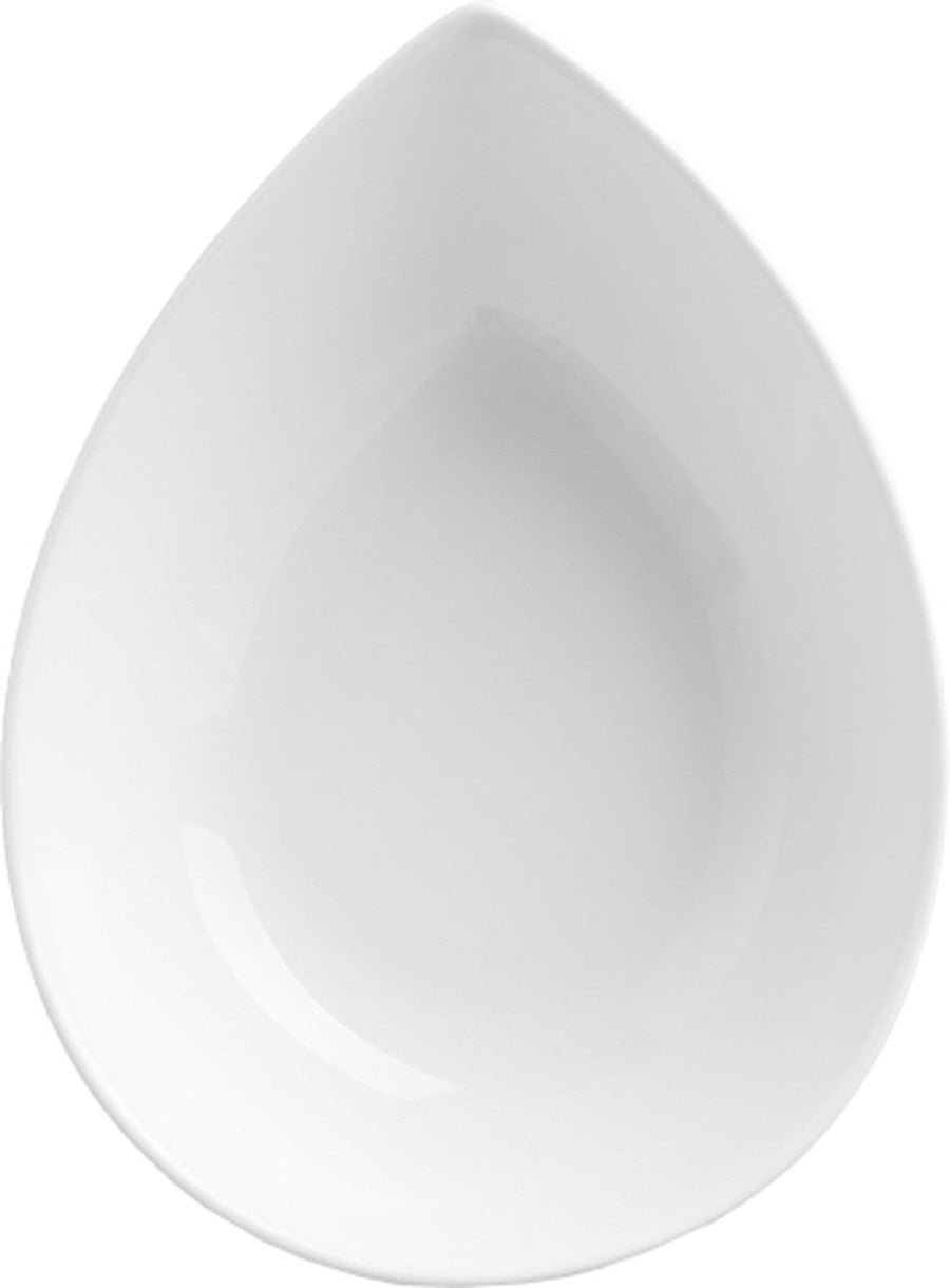 White teardrop-shaped deep bowl 21x16 cm