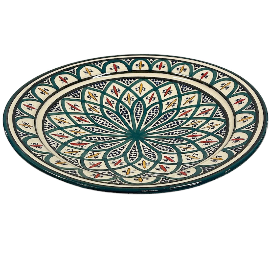 Earthenware bowl 35 cm green and blue