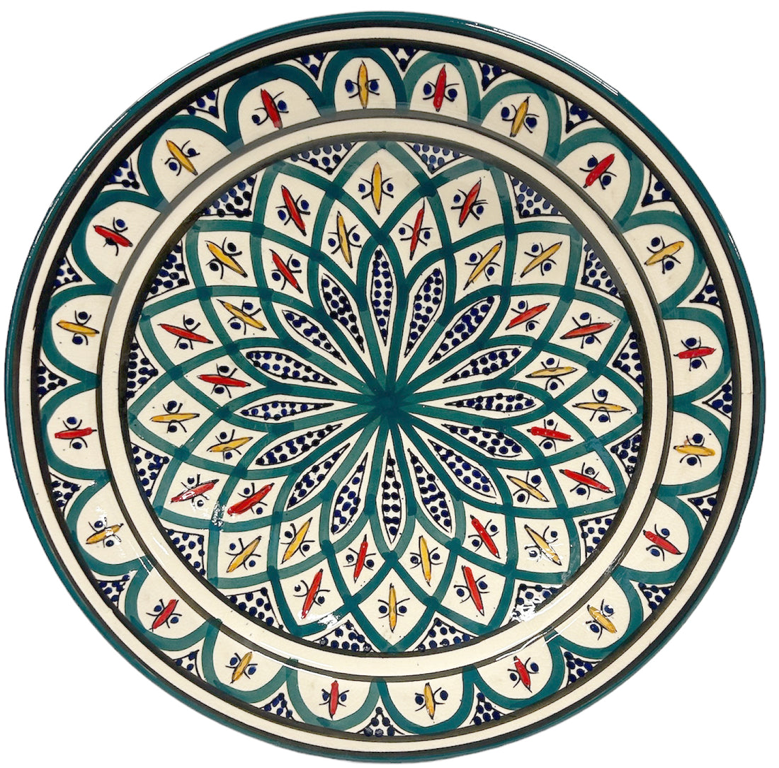 Earthenware bowl 35 cm green and blue