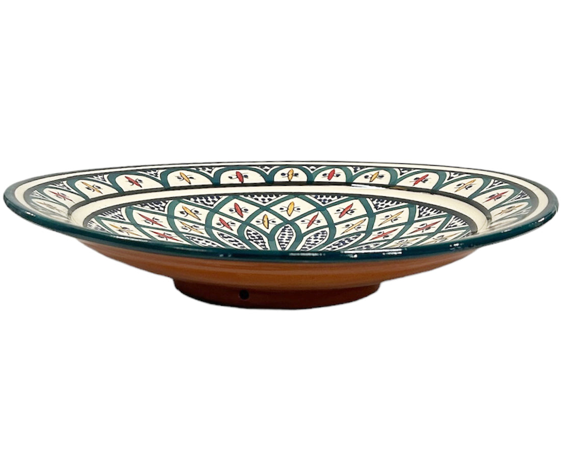 Earthenware bowl 35 cm green and blue