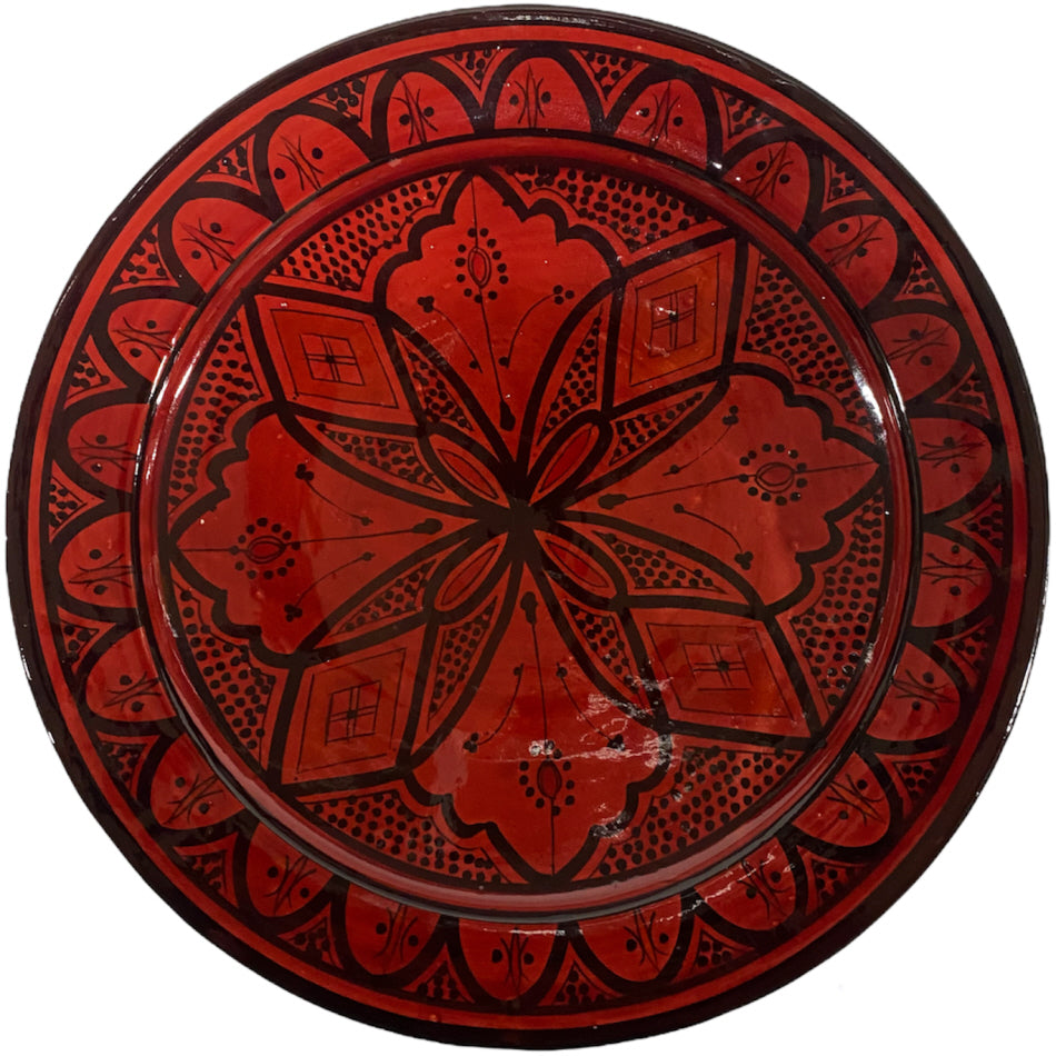 Plat marocain fait main rouge foncé 35 cm