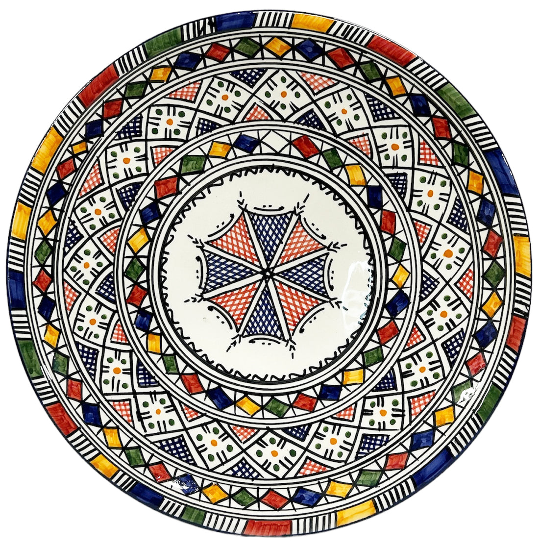 Moroccan Fes Pottery Bowl – Multicolor – 35 cm