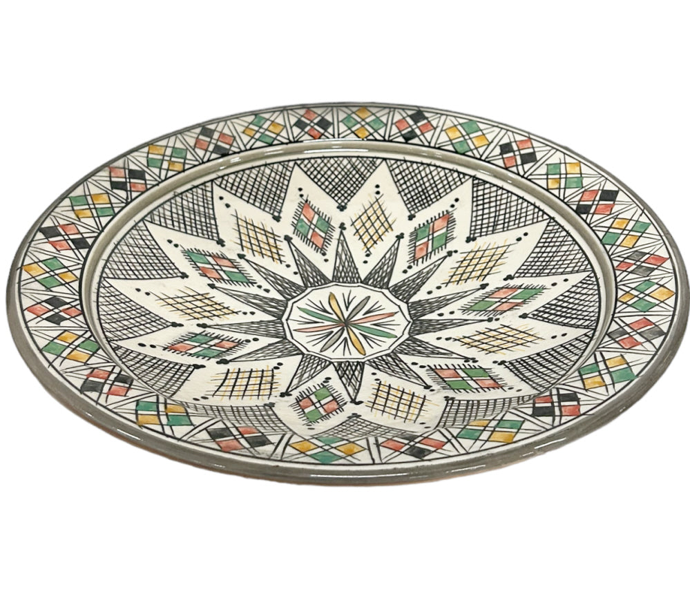 Handmade Moroccan pottery bowl grey Ø35