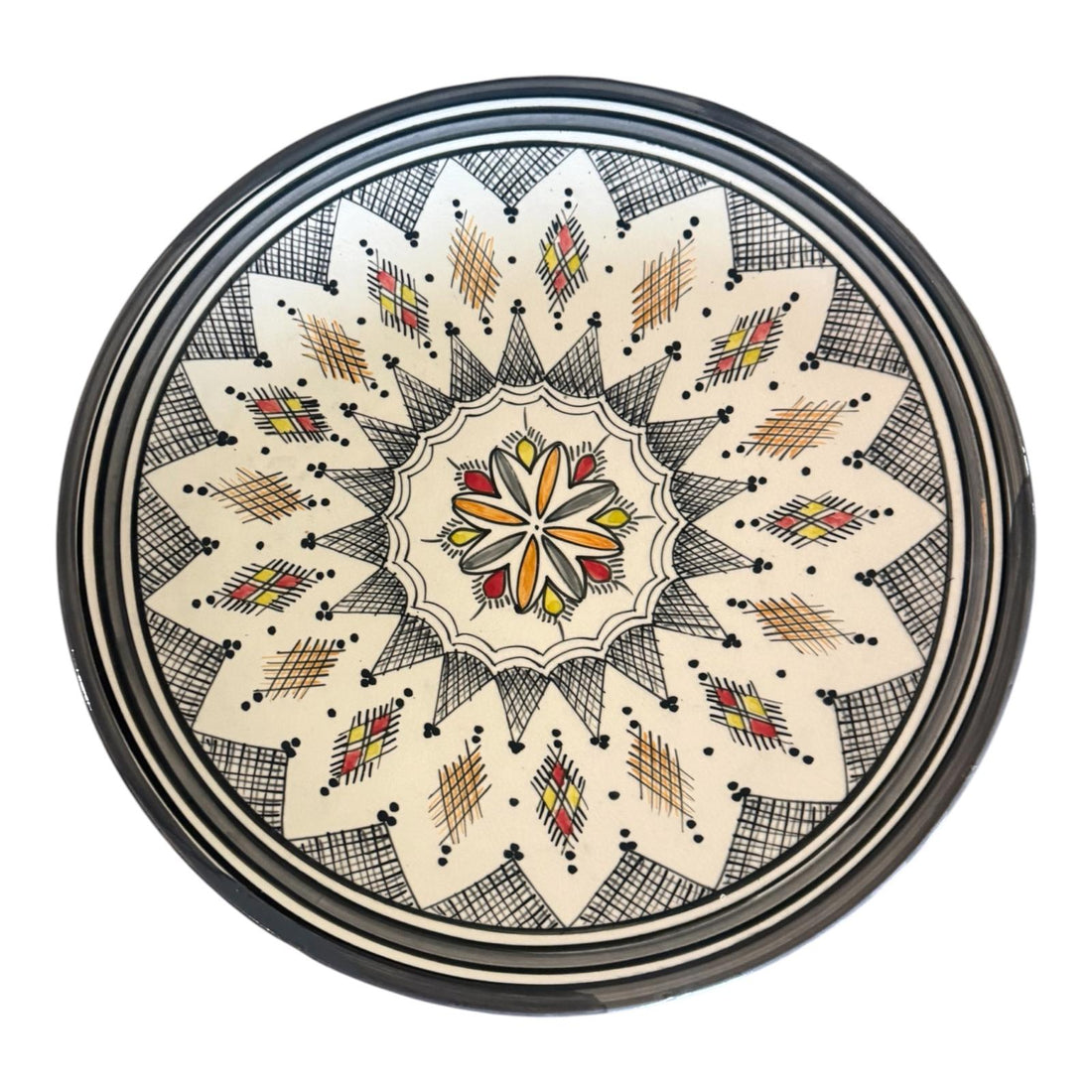 Handmade Moroccan pottery bowl grey Ø35