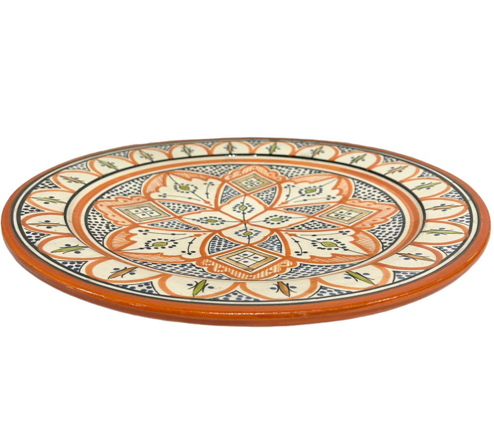 Handmade Moroccan pottery bowl orange Ø35