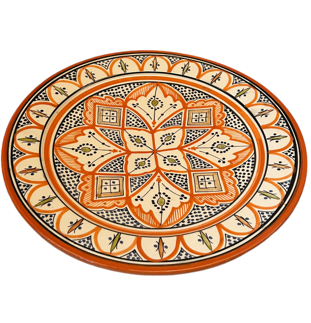 Handmade Moroccan pottery bowl orange Ø35