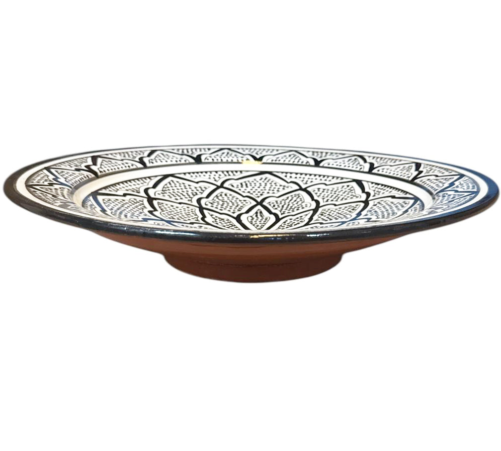 Marokkaanse schaal Ø 35 cm – zwart-wit keramiek met geometrisch motief – foto 3