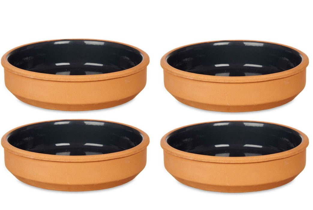Set 4x Tapas- / Crème-brûlée-Schälchen Terrakotta / Schwarz 16 cm