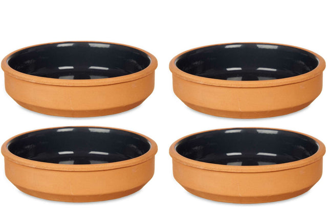 Tapas schaaltjes set van 4 van La Dehesa – terracotta/zwart, Ø 16 cm
