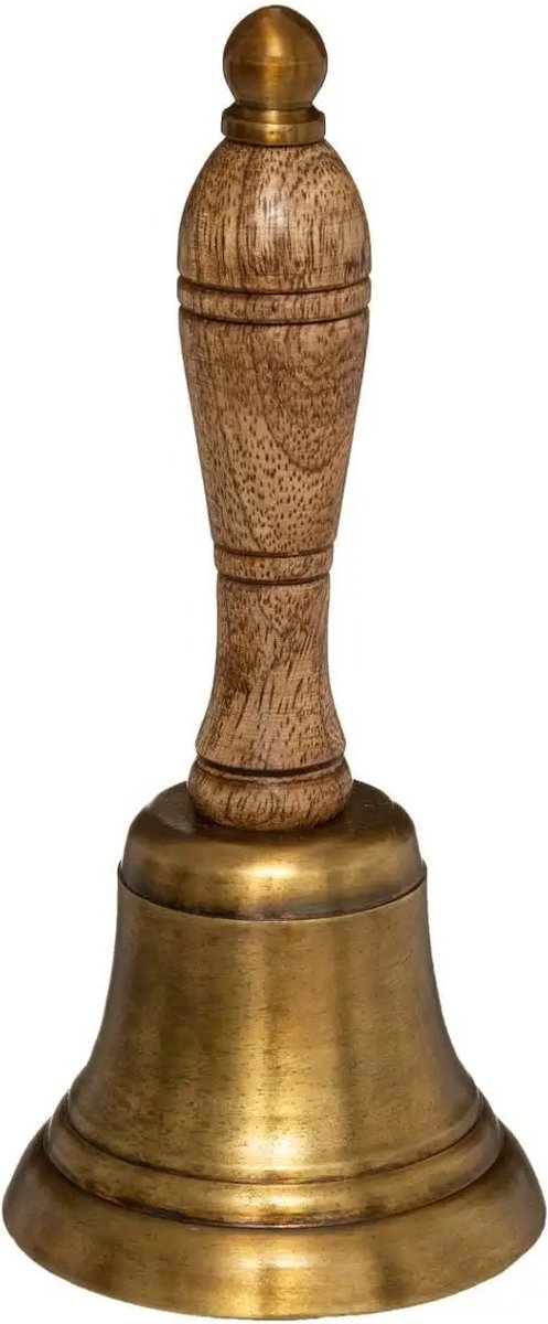 Tischglocke - Schulglocke - Glocke - Mango - braun 17 cm