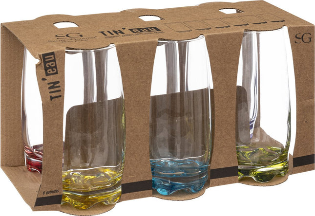Secret de Gourmet drinkglazen, set van 6 – gekleurde waterglazen 380 ml – foto 2