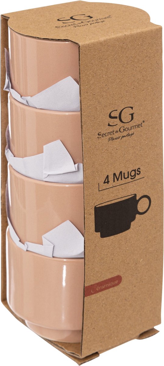 Secret de gourmet Retro - 4 Tassen - Tässchen - 10 CL - Kaffeetasse - Nude