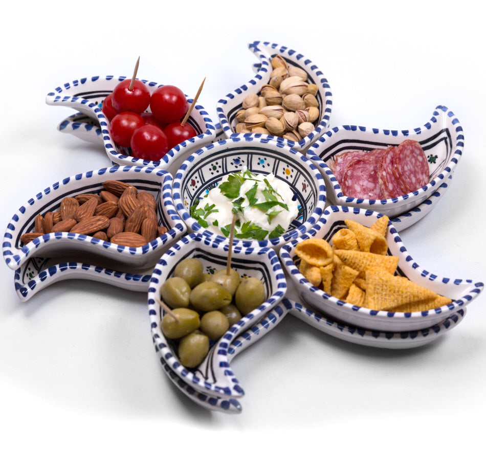 Handgefertigtes Servier- und Snackset in Sonnenform