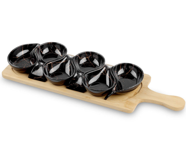 Servierplatte mit 6 Schälchen – Marmoroptik