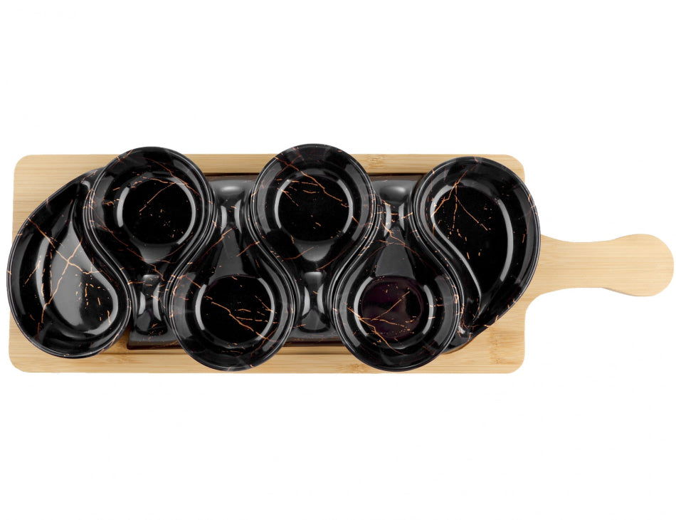 Servierplatte mit 6 Schälchen – Marmoroptik