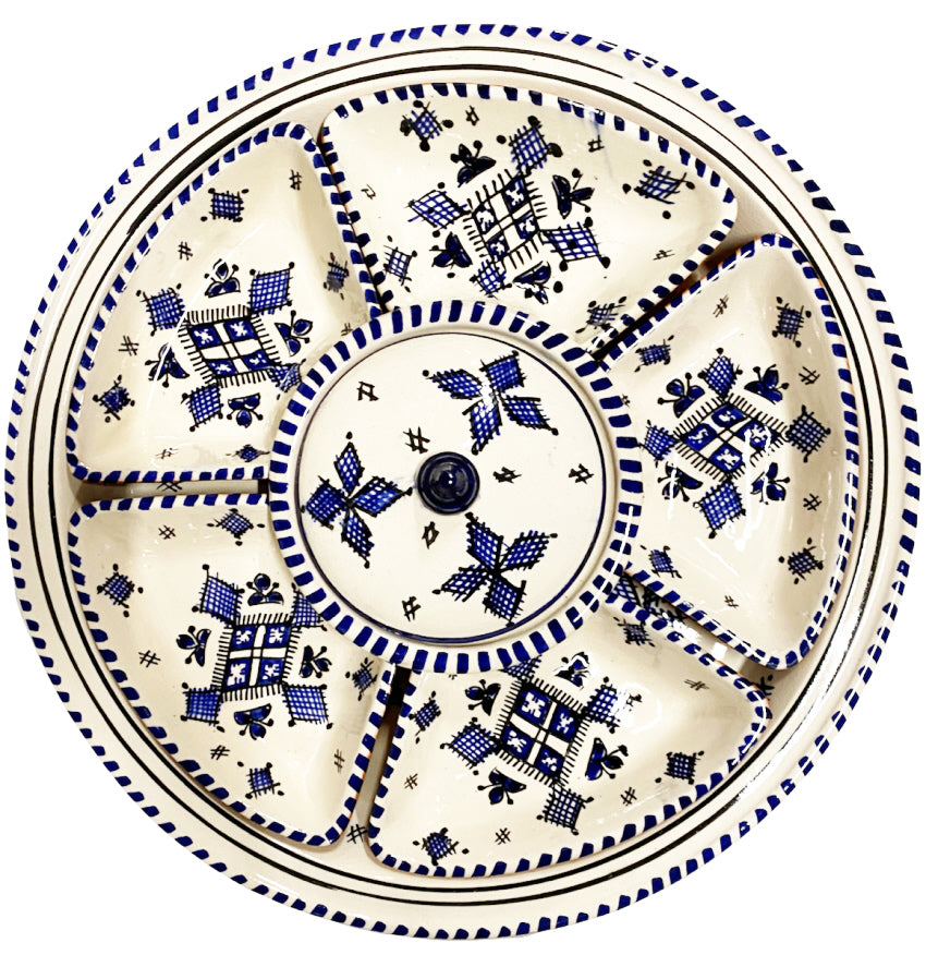 8-piece handmade round earthenware serving and dip set