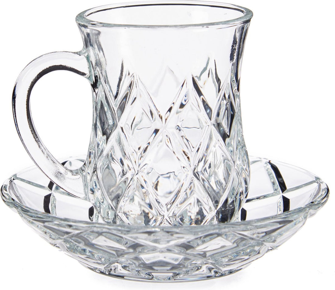 Set of 4 tea glasses including saucers 125 ml