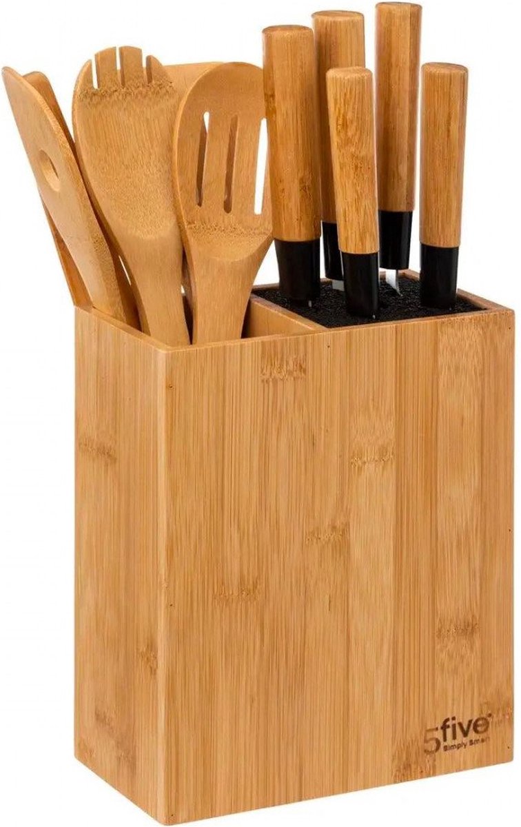 Set Messer und Küchenutensilien - Bambus - 11-teilig