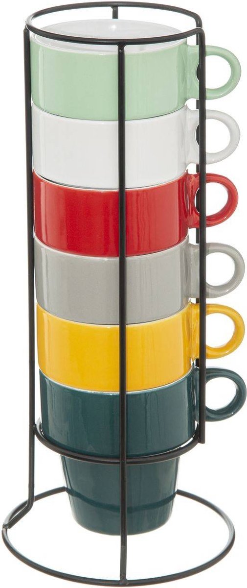 Secret de Gourmet set van 6 koffiekopjes met steun – gekleurd, 250 ml – foto 2